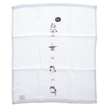 Load image into Gallery viewer, Imabari Towel Handkerchief Hagoromo Gauze Wet Hand Towel Nyanko Blue 33 x 38 cm