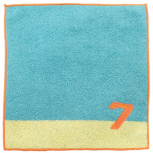 Load image into Gallery viewer, ?yIMABARI Towel?z mama&me NUMBER-COLOR Kids Handkerchief (Length 20?~ Width 20cm) Turquoise  (NO.7)