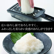 Load image into Gallery viewer, KAI Sekimagoroku Radish Grater With Saucer Regular Made In Japan Black Approx. 10.8×32.5×7.1cm