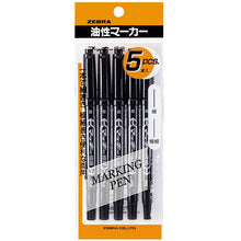 Load image into Gallery viewer, Zebra Oil-based Pen Mackee Marker Extra Fine  Black 5 Pcs