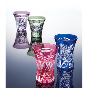 Toyo Sasaki Glass Cold Sake Glass  Yachiyo Cut Glass Sake Cup 4-ways Made in Japan Blue  Approx. 97ml LS29801SULM-C591