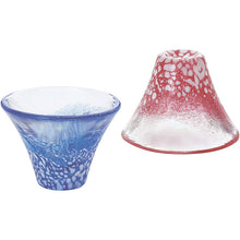 将图片加载到图库查看器,Toyo Sasaki Glass Cold Sake Glass  Set Good Luck Charm Blessings Cup Mount Fuji Cold Sake Cup Set Made in Japan Red & Blue Approx. 35ml 2-pieces G635-T72