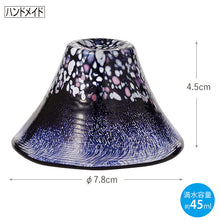 将图片加载到图库查看器,Toyo Sasaki Glass Japanese Sake Wine Glass  Good Luck Charm Blessings Cup Sakura Fuji Cherry Blossom Night Cherry Blossoms Navy Approx. 45ml WA530