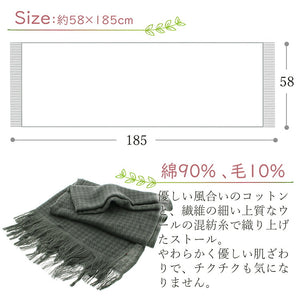 Stole cotton wool houndstooth charcoal approx. 58 x 185cm (including fringe) GZ-3800