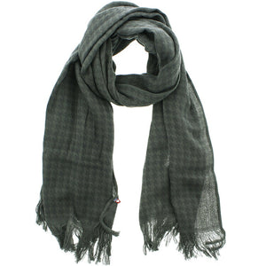 Stole cotton wool houndstooth charcoal approx. 58 x 185cm (including fringe) GZ-3800