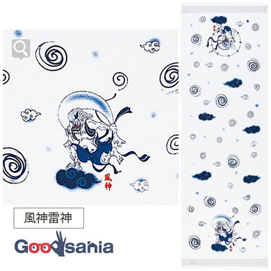 Face Towel Cloth Reading Fujin Raijin 33 x 100cm