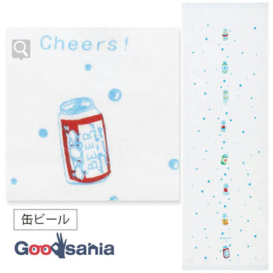 Face Towel Hagoromo Gauze Canned Beer Blue 32 x 95cm