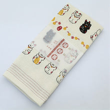 Load image into Gallery viewer, Face Towel Cloth Reading Lucky Cat 33 x 100cm Sand Beige
