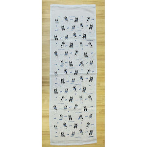 Face Towel Cloth Reading French Bulldog Blue 33 x 100cm Light Blue