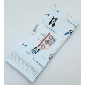Face Towel Cloth Reading French Bulldog Blue 33 x 100cm Light Blue