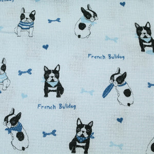 Face Towel Cloth Reading French Bulldog Blue 33 x 100cm Light Blue