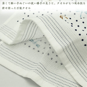 Face Towel Cloth Reading Mametonbo 33 x 100cm Blue