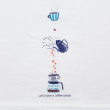 Cargar imagen en el visor de la galería, Face Towel Hagoromo Gauze Cafe Time White Approx. 32 x 95cm
