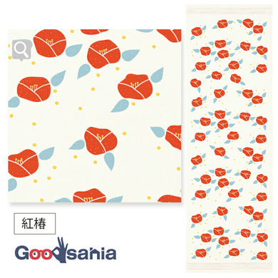 Face Towel Cloth Reading Red Camellia Ivory Approx. 33 x 100cm