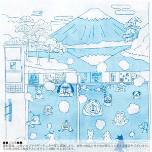 Face Towel Cloth Goyomi Inu no Yu Blue Approx. 33 x 100cm