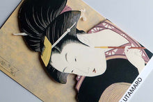 Load image into Gallery viewer, Sticker Wall Ukiyoe Deco Museum Kitagawa Utamaro Poetry Collection Deep Shinobi Love Approx. 10 x 14cm
