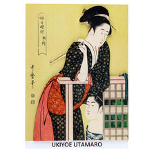 Load image into Gallery viewer, Sticker Wall Ukiyoe Deco Museum Kitagawa Utamaro Daughter Sundial Minotoki Approx. 10 x 14cm
