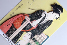 Load image into Gallery viewer, Sticker Wall Ukiyoe Deco Museum Kitagawa Utamaro Daughter Sundial Minotoki Approx. 10 x 14cm
