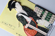 Load image into Gallery viewer, Sticker Wall Ukiyoe Deco Museum Kitagawa Utamaro Daughter Sundial Minotoki Approx. 10 x 14cm
