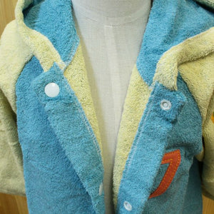 mama&me NUMBER-COLOR Kids Bathrobe S (Length approx. 48cm x Width 39cm) Turquoise (NO.7)