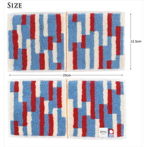 Imabari Towel Otta Half Towel Handkerchief Set of 3 Same Pattern Yellow Wine Blue 25 x 12.5cm 17-22