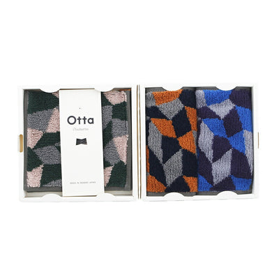 Otta Half Towel Handkerchief Set of 3 Same Pattern Orange Blue Pink 25 x 12.5cm 20-38