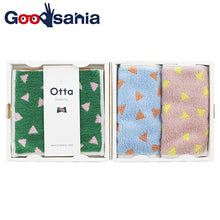Cargar imagen en el visor de la galería, Imabari Towel Handkerchief Towel Otta Half Towel Handkerchief Gift Set Same Pattern Made in Japan (Blue, Pink, Green) Approx. 25 x 12.5cm 21-44 Set of 3

