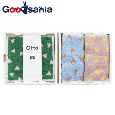 Imabari Towel Handkerchief Towel Otta Half Towel Handkerchief Gift Set Same Pattern Made in Japan (Blue, Pink, Green) Approx. 25 x 12.5cm 21-44 Set of 3