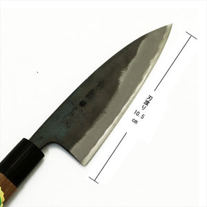 Kurouchi Funayuki knife, walnut handle, blue steel No. 1, 105mm