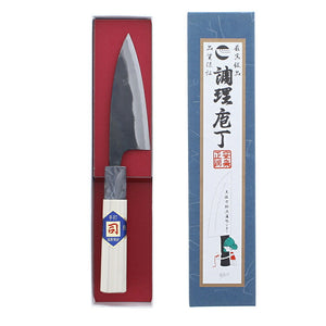 Kurouchi Funayuki knife, marble pattern, white No. 1 steel, 135mm