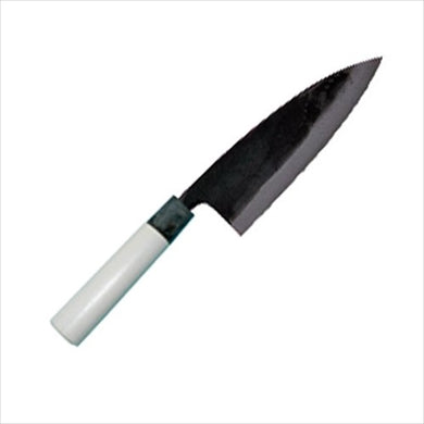 Kurouchi Deba knife, marble handle, white No. 1 steel, 135mm