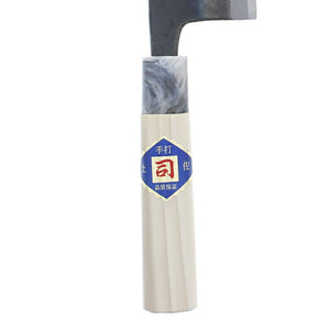 Kurouchi Deba knife, marble handle, white No. 1 steel, 180mm