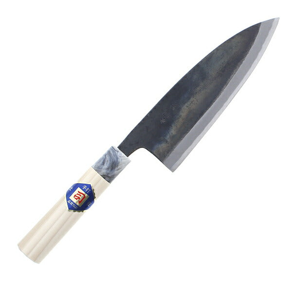 Kurouchi Deba knife, marble handle, white No. 1 steel, 180mm