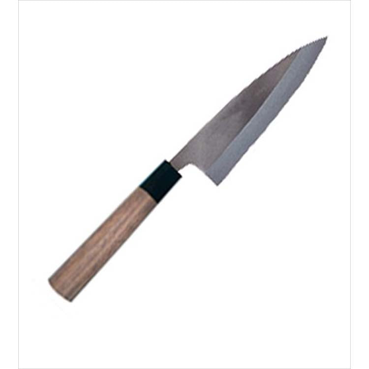 Polished boat knife, walnut handle, blue No. 1 steel, 135mm