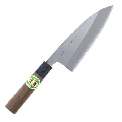 Polished Deba Knife, Walnut Handle, Blue No. 1 Steel, 165mm