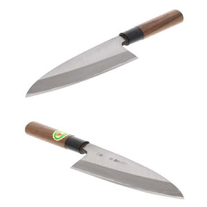 Polished Deba Knife, Walnut Handle, Blue No. 1 Steel, 165mm