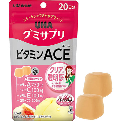 UHA Gummy Supplement Vitamine A+C+E Peach Flavor Stand Pouch 40 Tablets 20 Days