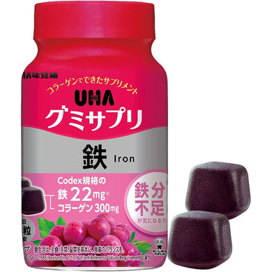 UHA Gummy Supplement Iron Grape Flavor Stand Pouch 60 Tablets 30 Days, Blood Development Improvement