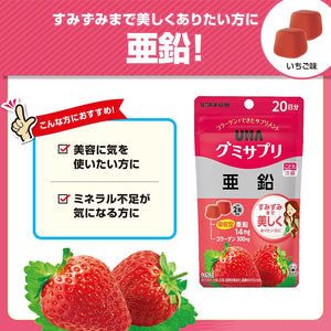 UHA Gummy Supplement Zinc Strawberry Flavor Stand Pouch 40 Tablets 20 Days, Immunity Boost Antioxidant