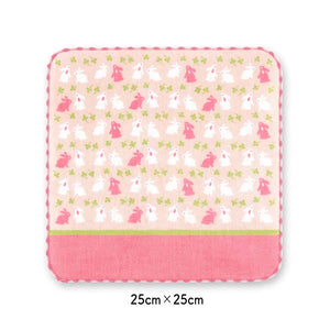 Handkerchief Town Girl's Handkerchief Rabbit Walk Pink Approx. 25 x 25 cm