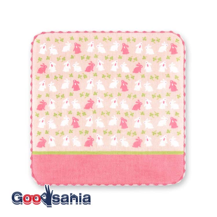 Handkerchief Town Girl's Handkerchief Rabbit Walk Pink Approx. 25 x 25 cm
