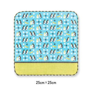 Handkerchief Town Girl's Handkerchief Parent and Child Penguin Blue Approx. 25 x 25 cm