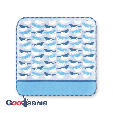Handkerchief Town Girl's Handkerchief Fluffy Seal Blue Approx. 25 x 25 cm