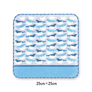 Handkerchief Town Girl's Handkerchief Fluffy Seal Blue Approx. 25 x 25 cm