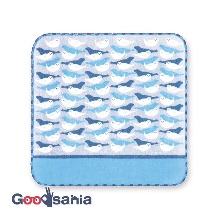 Handkerchief Town Girl's Handkerchief Fluffy Seal Blue Approx. 25 x 25 cm
