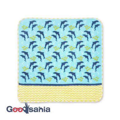 Handkerchief Town Girl's Handkerchief Parent and Child Dolphin Blue Approx. 25 x 25 cm