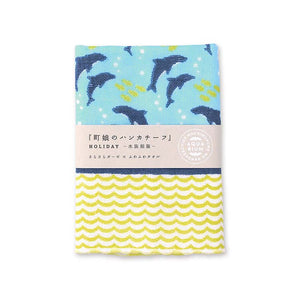 Handkerchief Town Girl's Handkerchief Parent and Child Dolphin Blue Approx. 25 x 25 cm