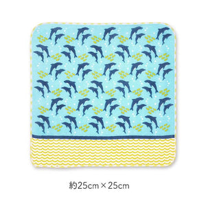 Handkerchief Town Girl's Handkerchief Parent and Child Dolphin Blue Approx. 25 x 25 cm