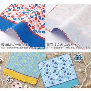 Handkerchief Town Girl's Handkerchief Parent and Child Dolphin Blue Approx. 25 x 25 cm