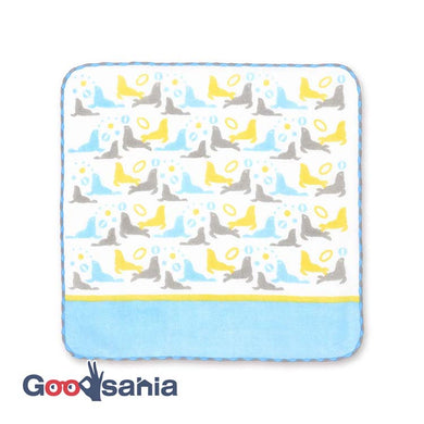 Handkerchief Town Girl's Handkerchief Sea Lion and Ball White Approx. 25 x 25 cm